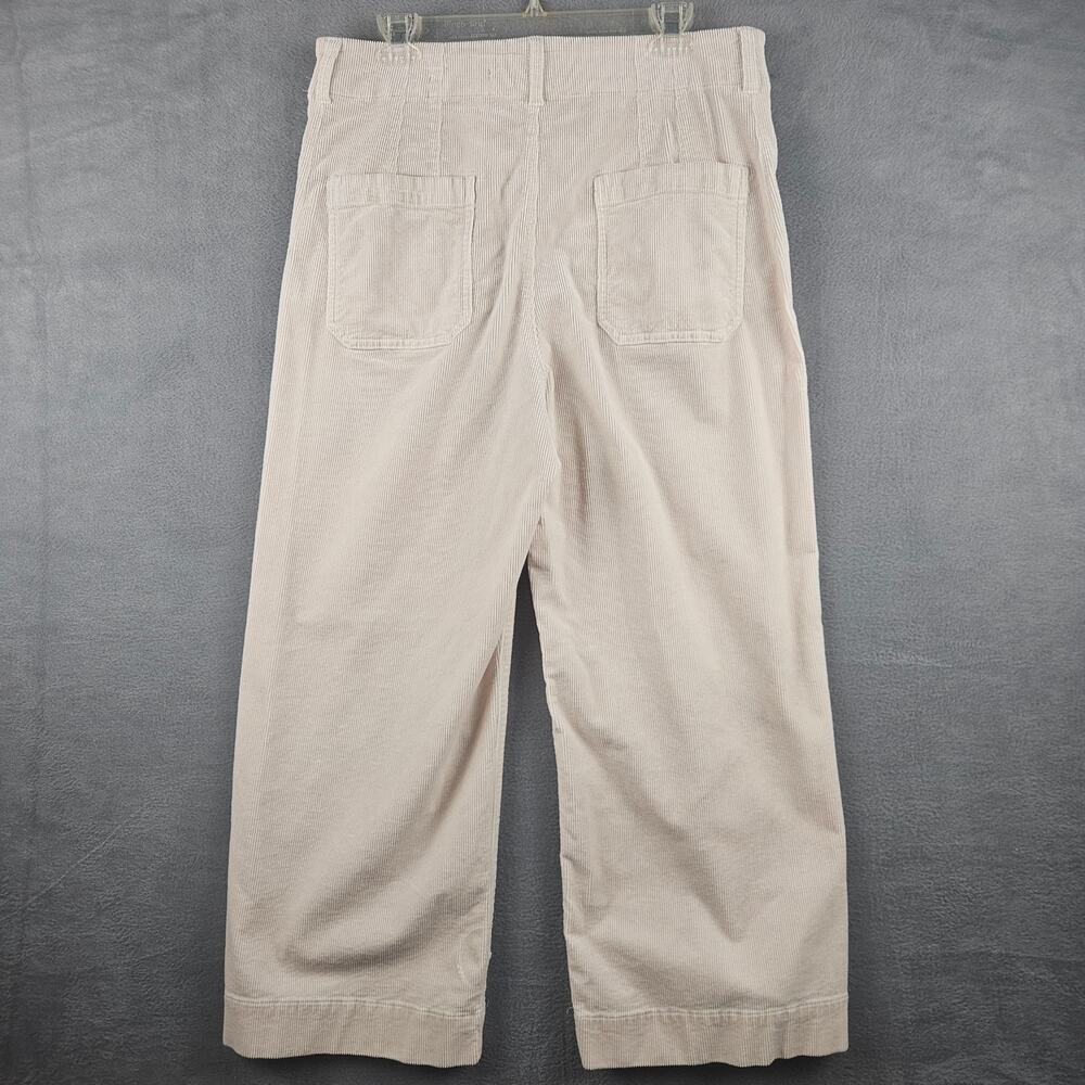 Maeve Anthropologie TheColette Corduroy Pants Women Cropped Wide Leg Cream Sz 32 - Picture 2 of 7